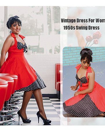 women vintage dress 1950s 50s rockabilly swing dress polka dots halter pinup retro dress