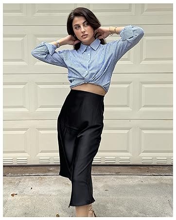 blue long sleeve striped blouse