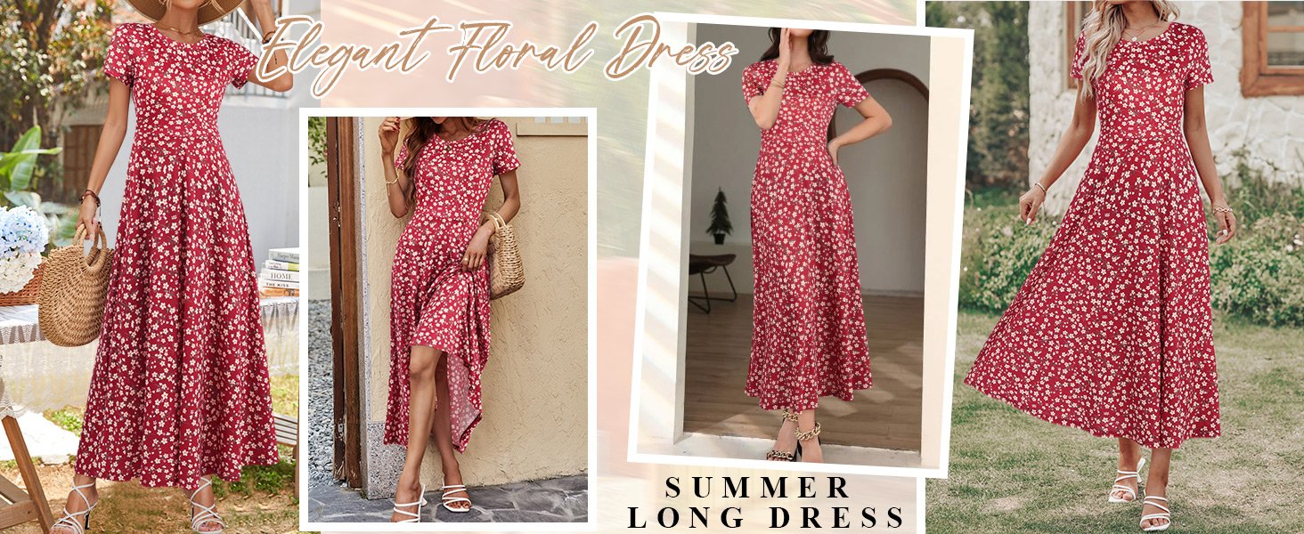 Elegant floral dress summer maxi dresses for women 2023 trendy
