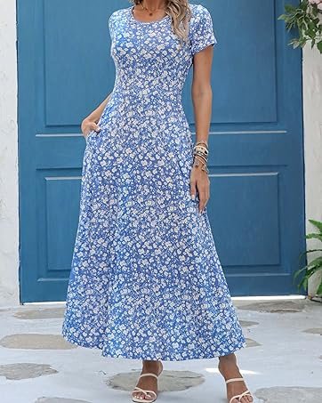 Summer maxi dresses with pocket long flowy dress for women2023