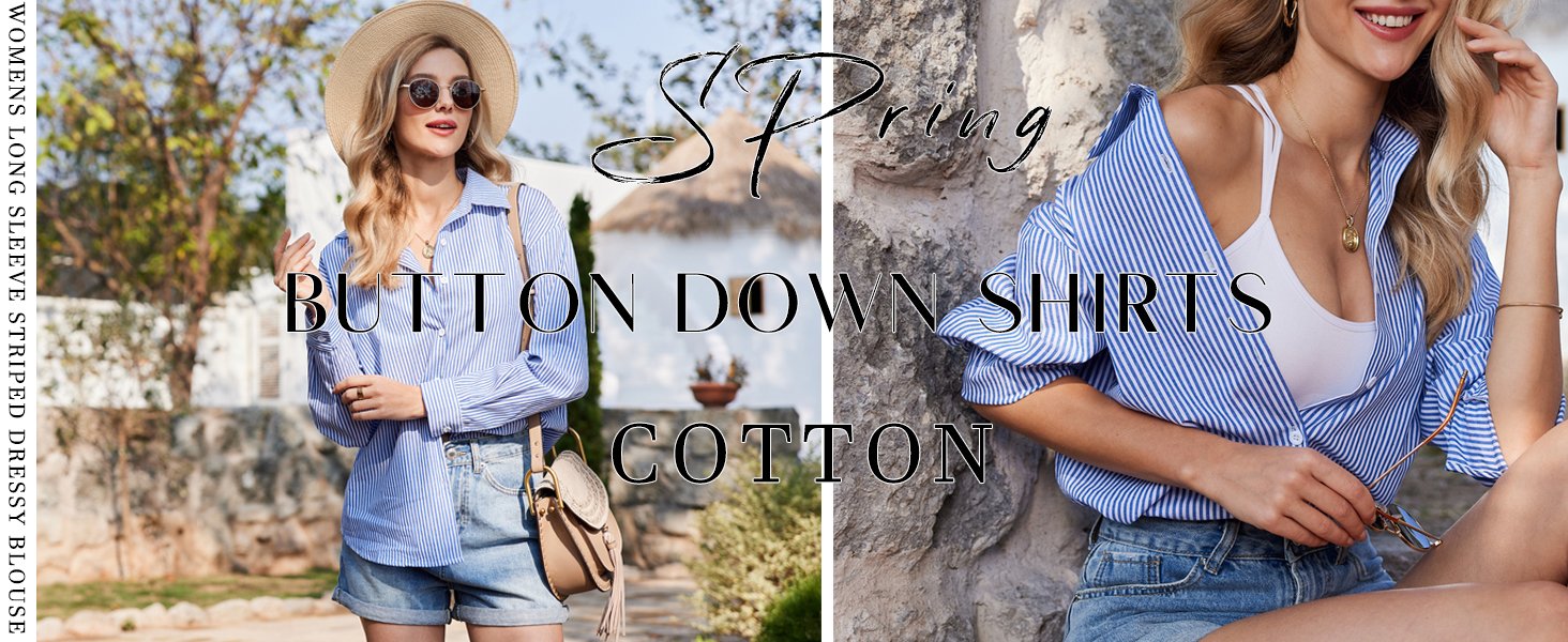 striped button down shirts for women