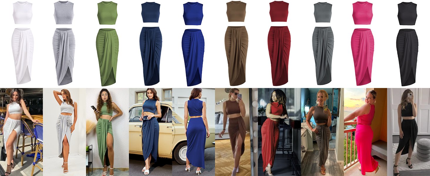 2 piece skirt sets for women summer