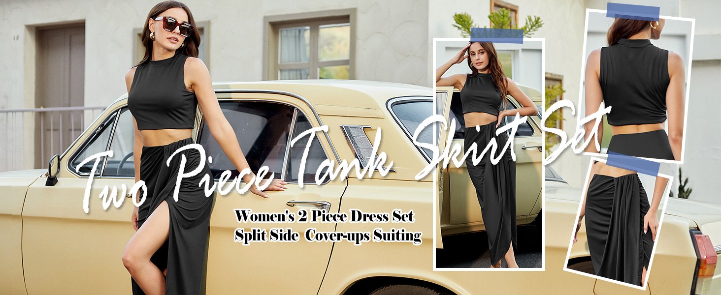 2 Piece Crop Tops Skirt Set for Women Summer