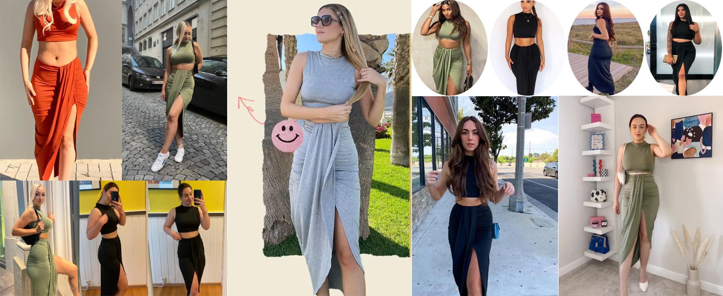 crop tops,maxi skirt