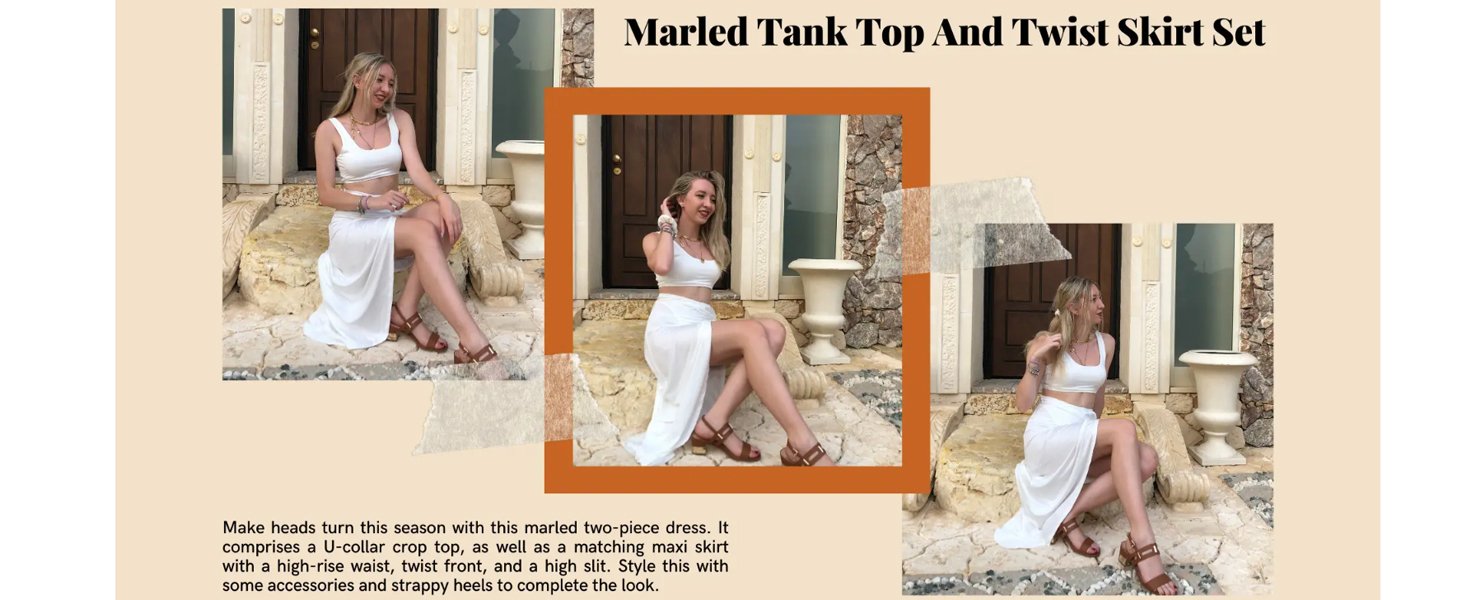 marled tank top and twist skirt set