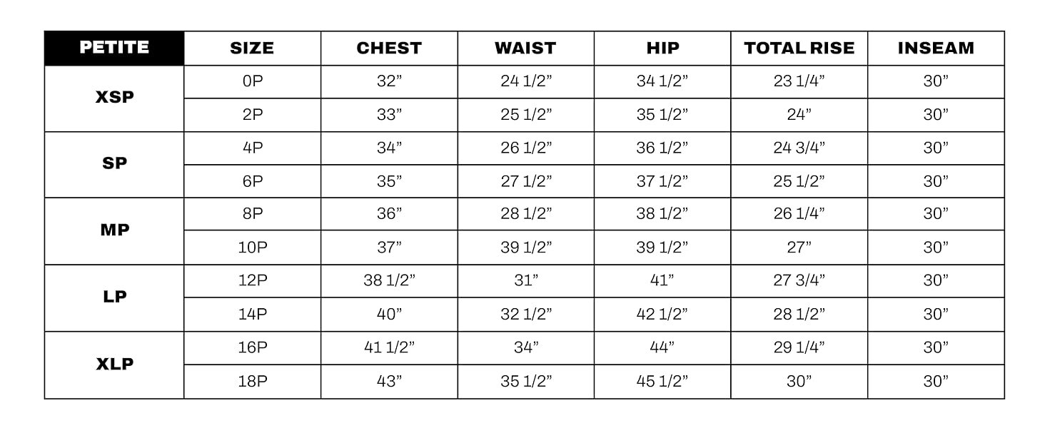 DKNY Suits petite size chart